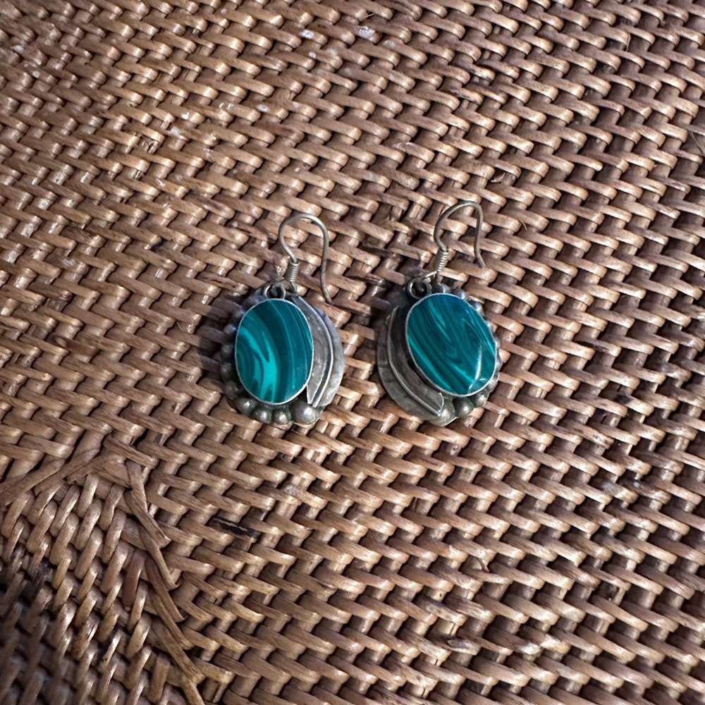 Vintage Malachite Sterling Silver earrings